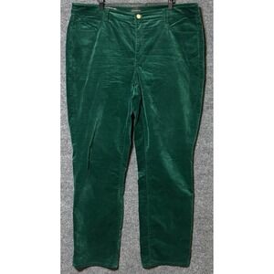Talbots Womens‎ 16W Velveteen Straight Leg Pant Emerald Green Velvet Trousers